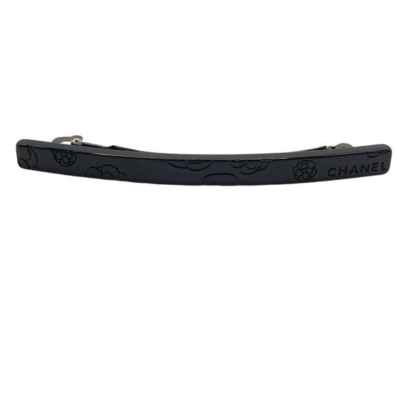 CHANEL Black Elegant camellia  Hair Barrette